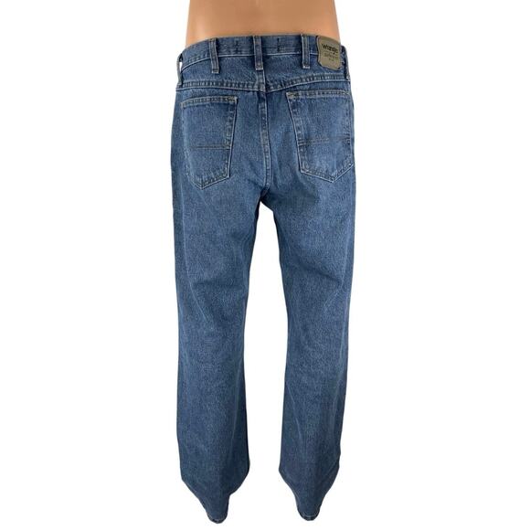 Wrangler Mens Blue High Rise Medium Wash Straight Leg Denim Jeans Pants Sz 34x32 - Picture 3 of 4
